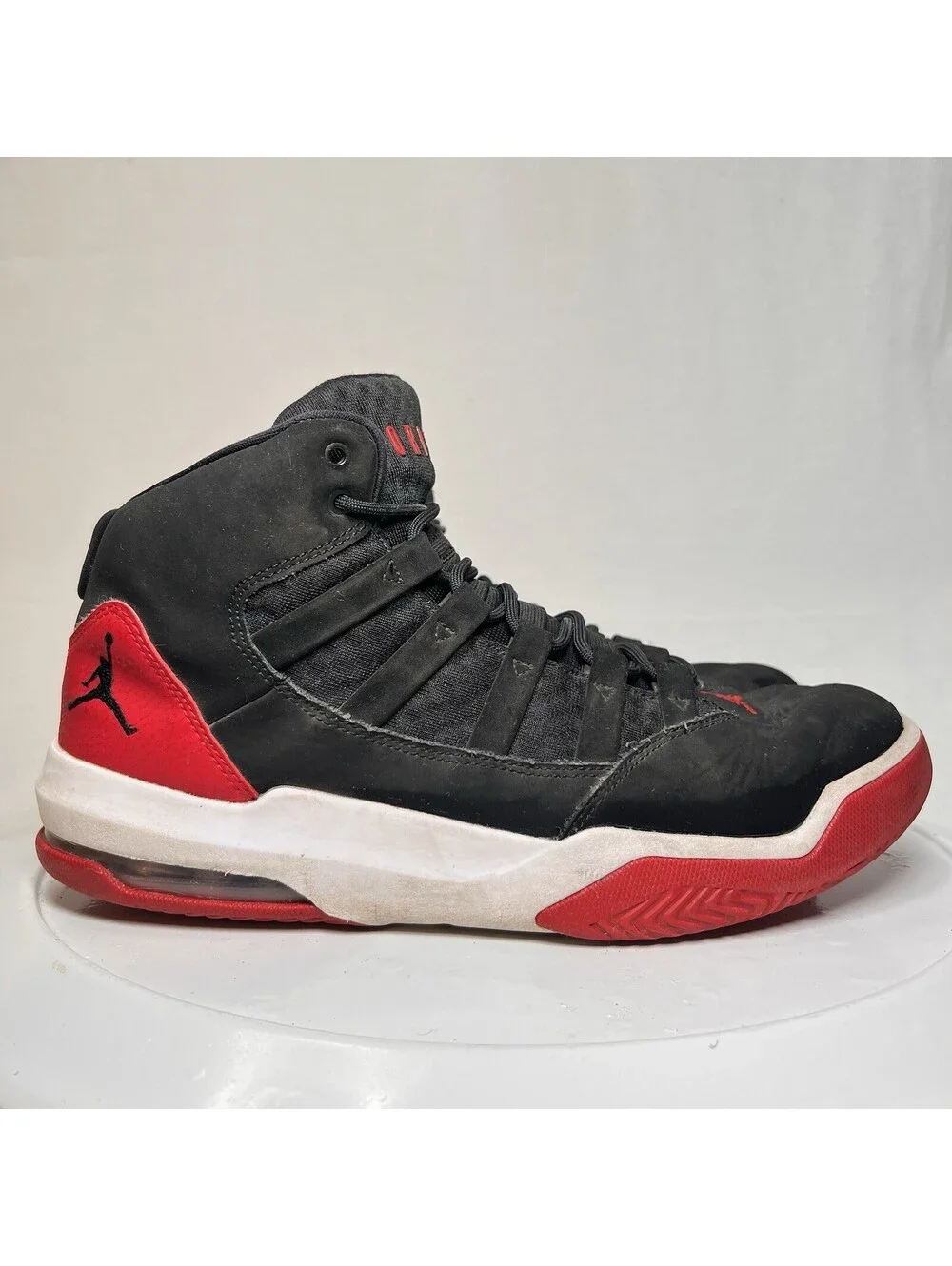Jordan Max Aura Black Suede Basketball Shoes Mens Size 10 Nike Air Red White